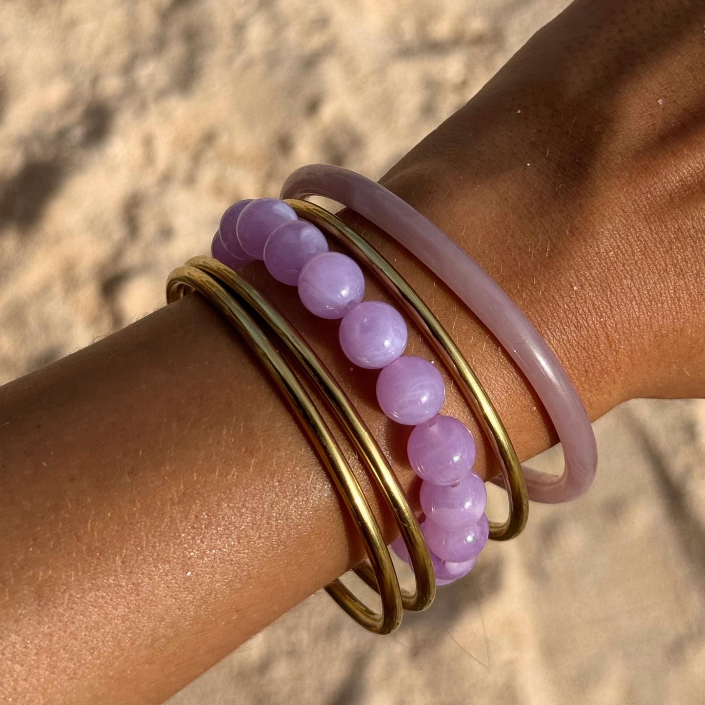 10MM PURPLE BEADED BRACELET 