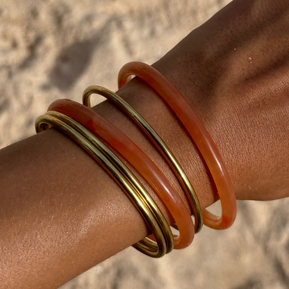 JADE GLASS BANGLE BRACELET | ORANGE