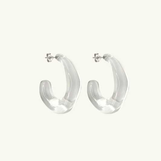 WAVY RESIN HOOP EARRING | CLEAR