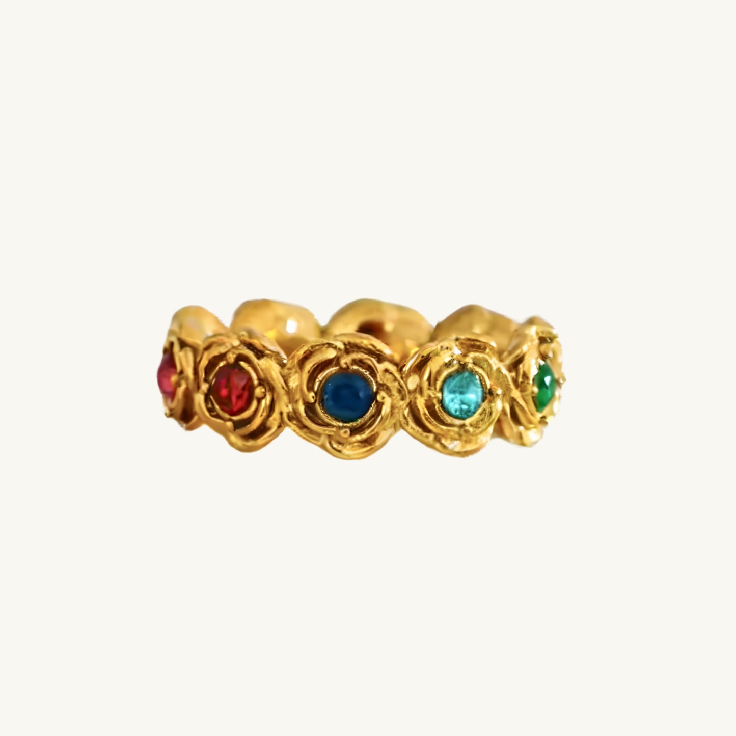 COLORED GEMS ROSE RING