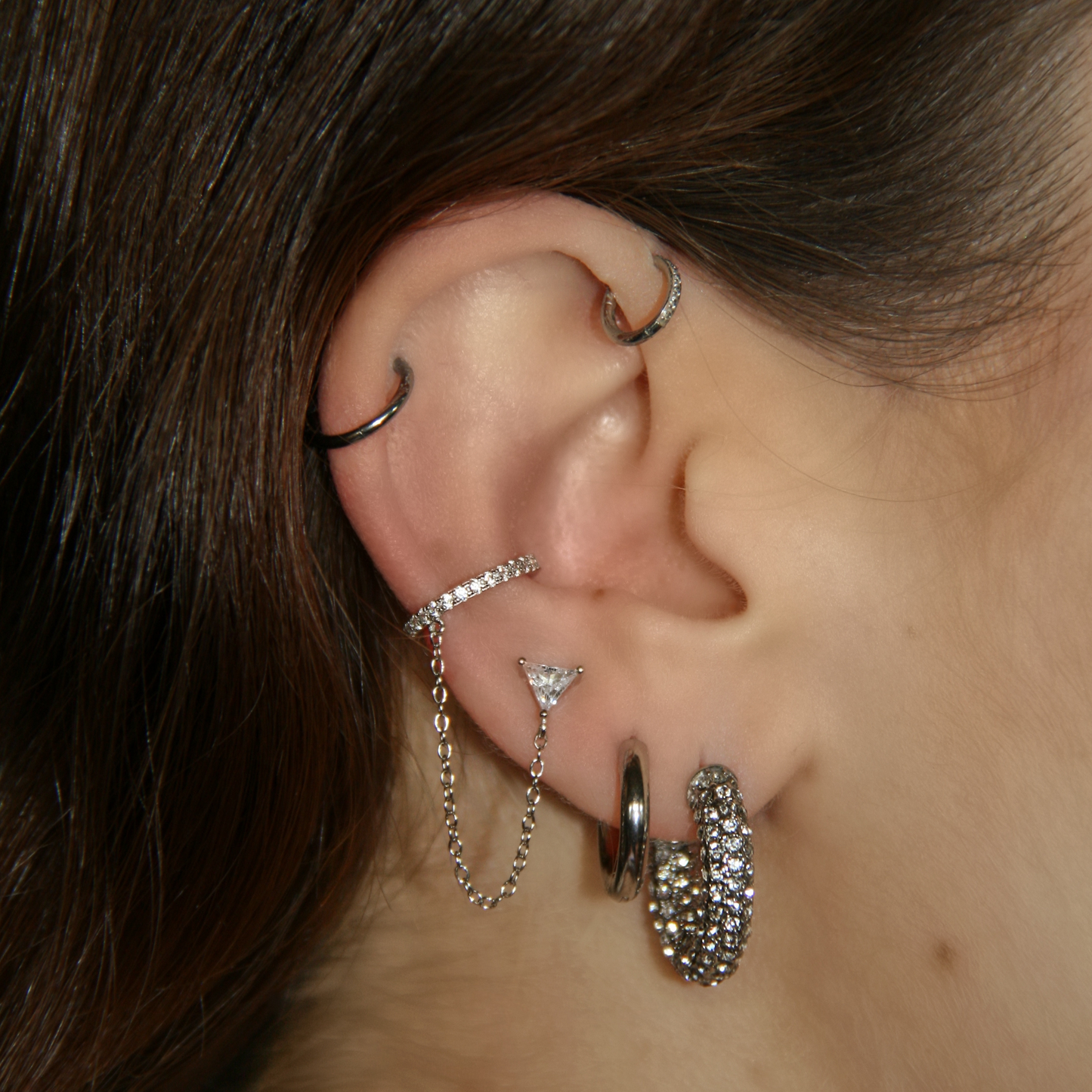 GEM STUD & EARCUFF ONE PIECE EARRING