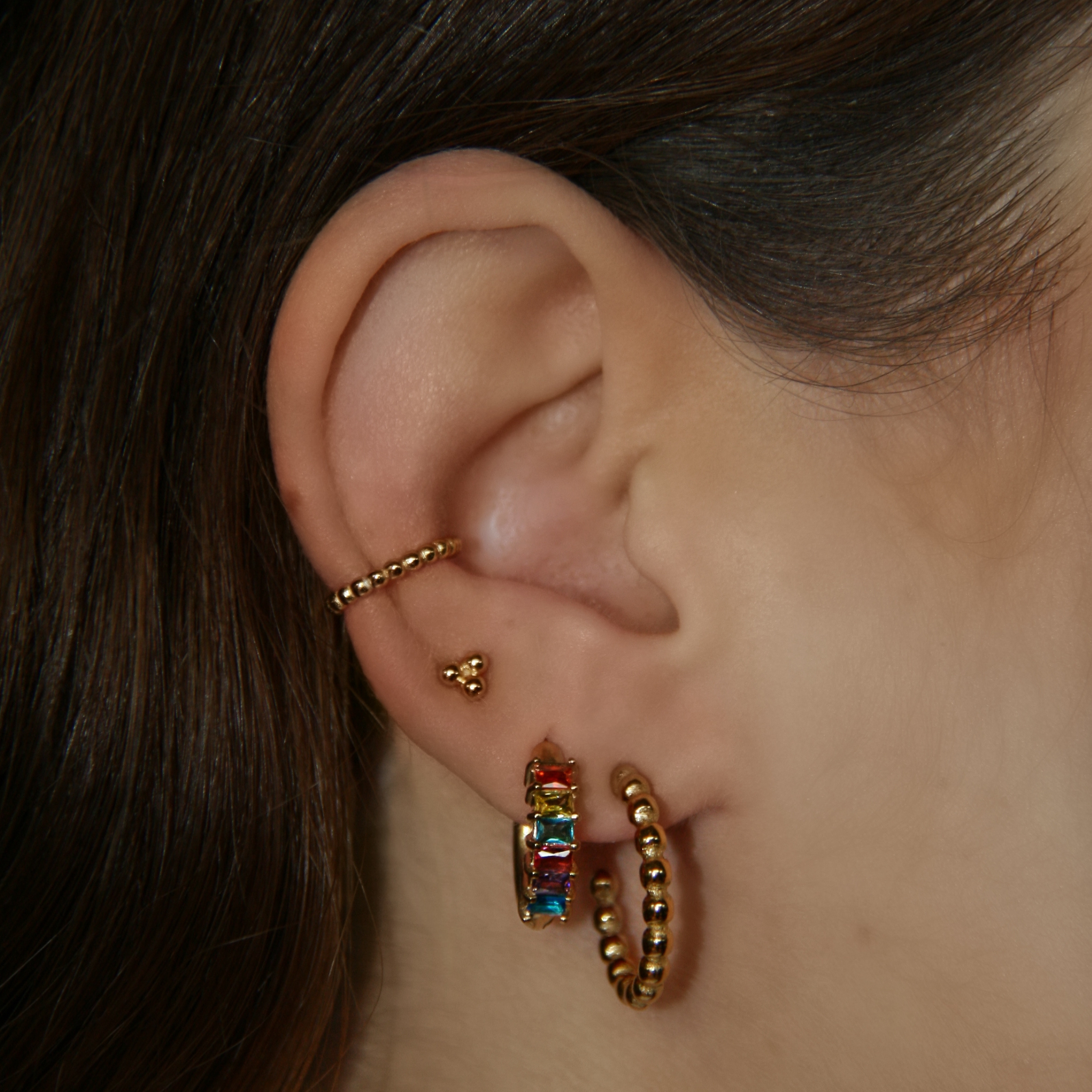 Dotted Triangle Stud Earring
