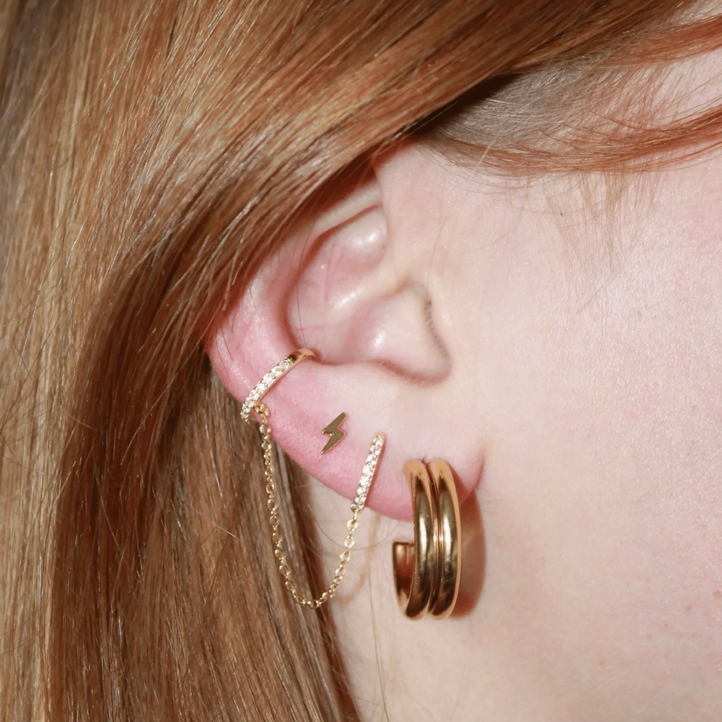 Shiny Hoop & Earcuff One Piece Earring