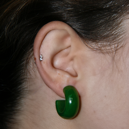 CHUNKY RESIN HOOP EARRING | GREEN