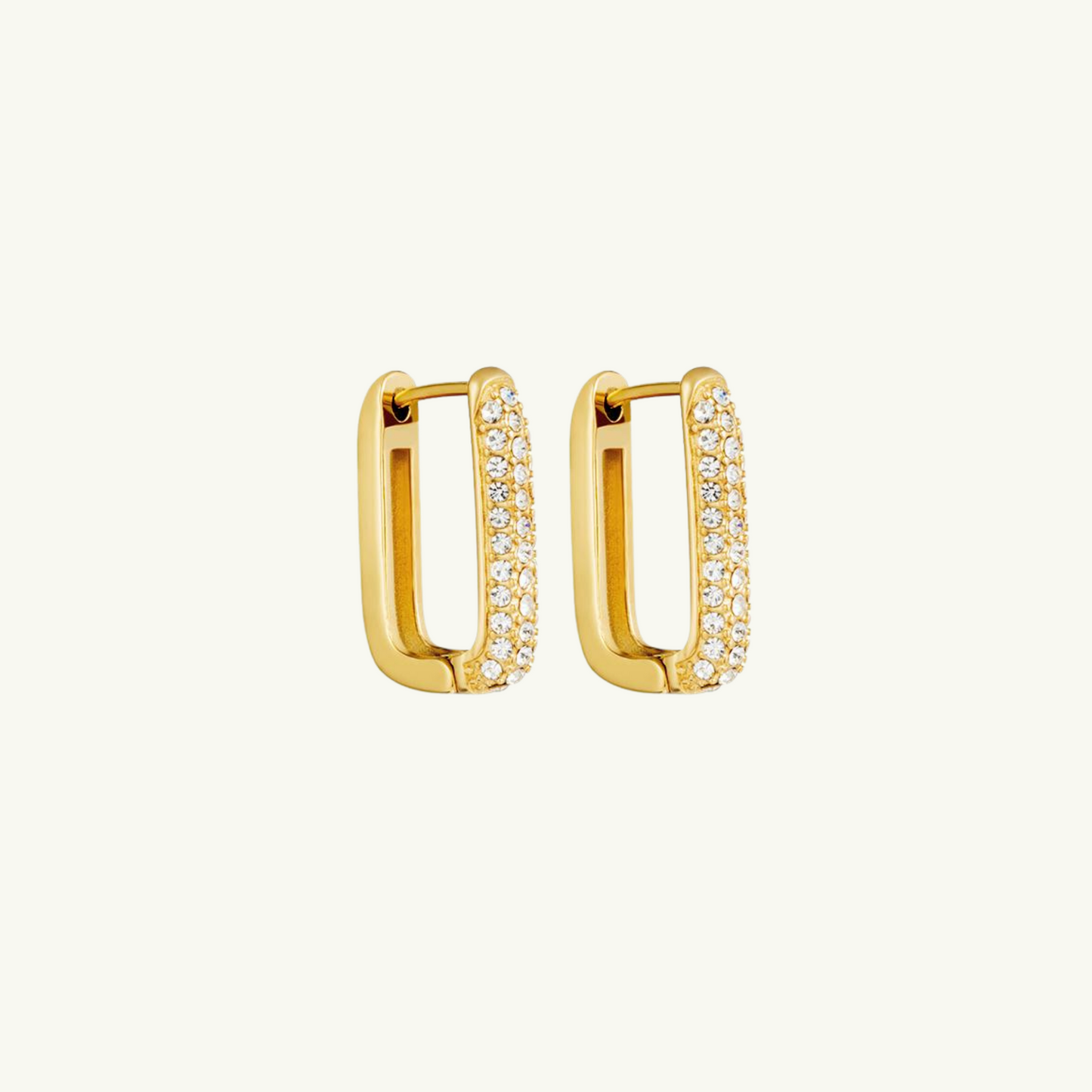 SHINY CHUNKY RECTANGLE HOOP EARRING GIFTSET | GOLD