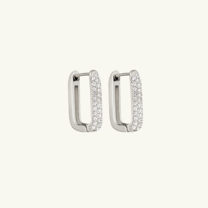 SHINY CHUNKY RECTANGLE HOOP EARRING GIFTSET | SILVER