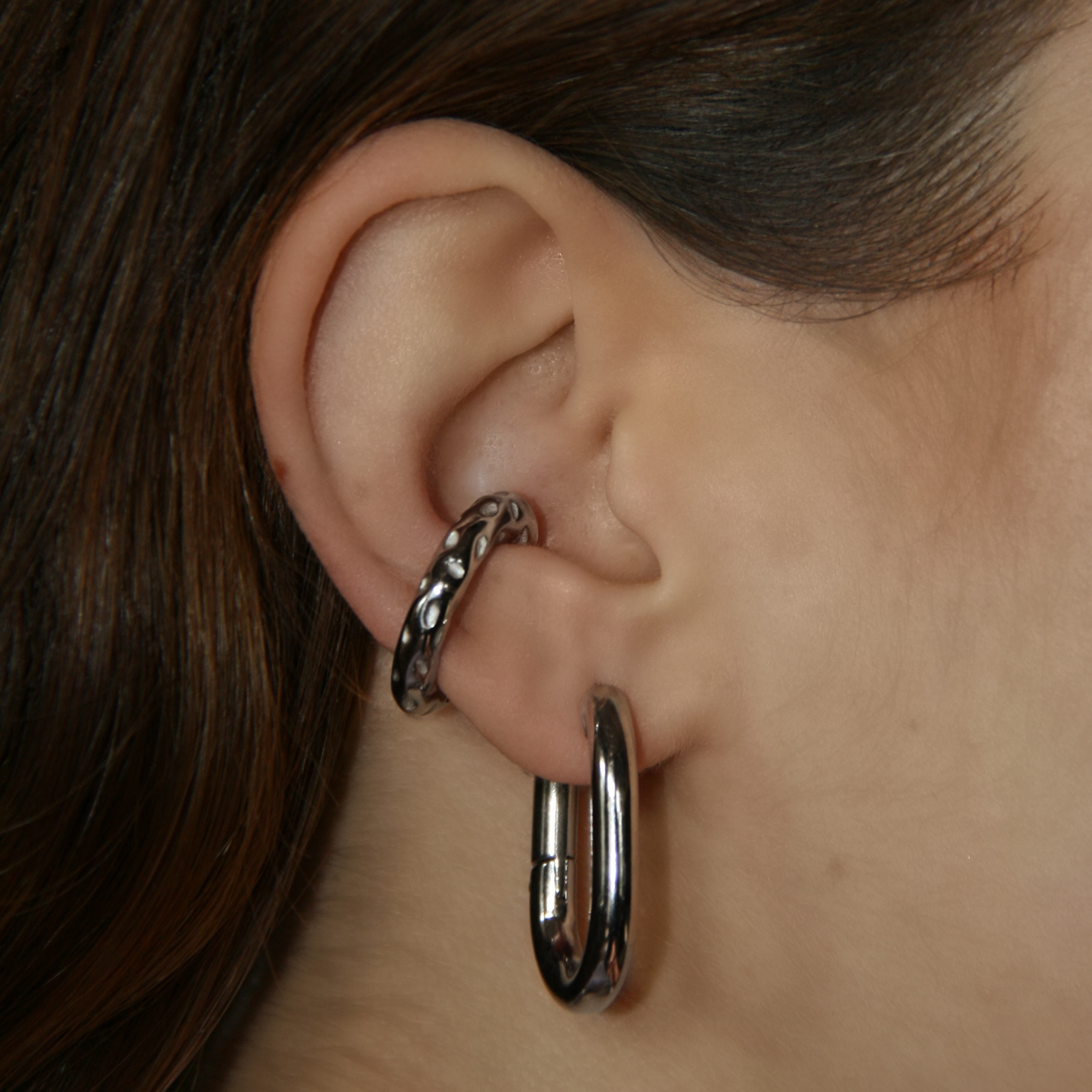 Chunky Rectangle Hoop Earring