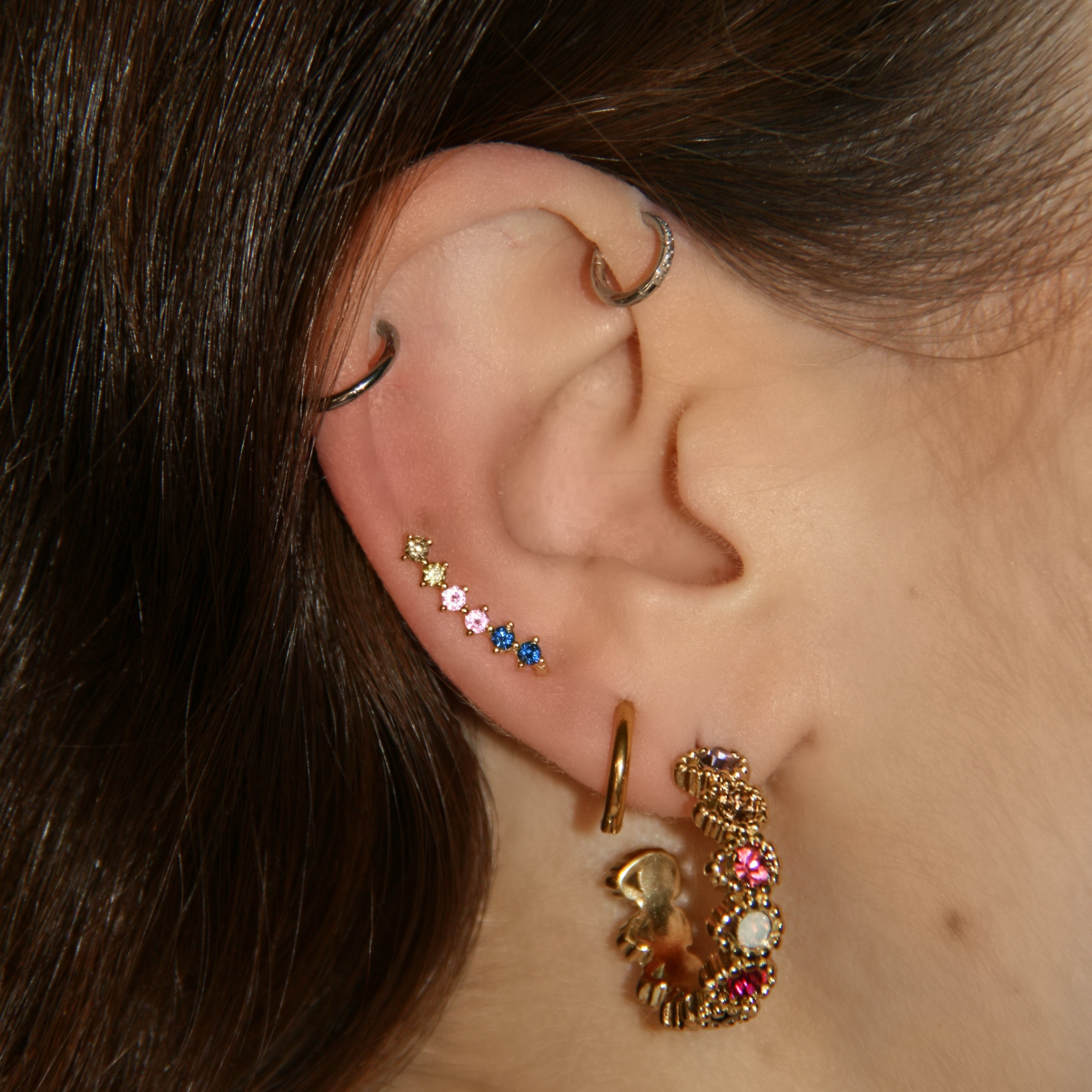 Colored Gems Climber Earring