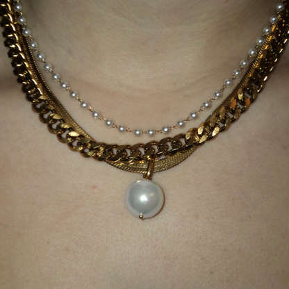 PEARL FLAT SNAKE NECKLACE