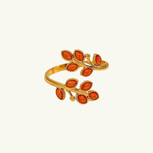 Wrapped Orange Leaves Ring