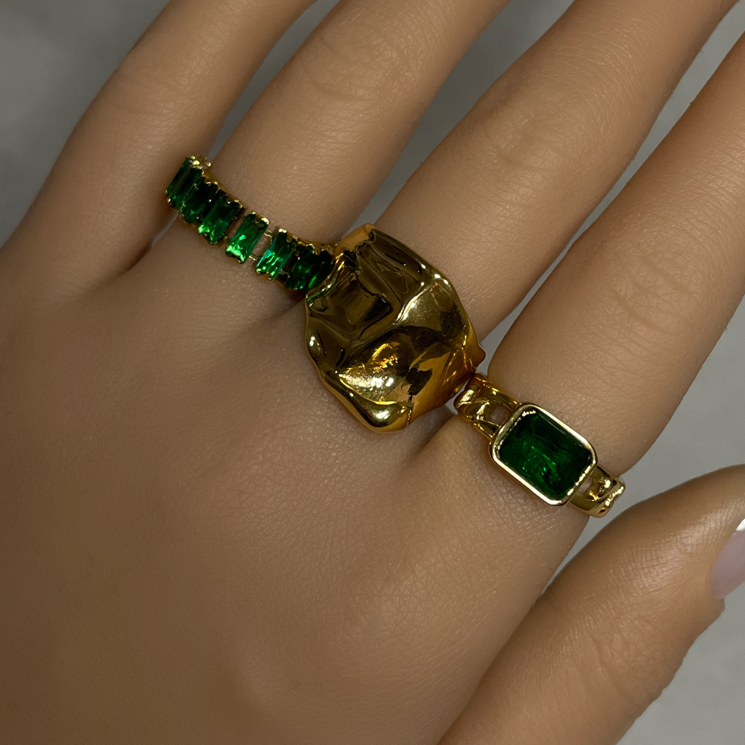 Green Gem Chain Ring