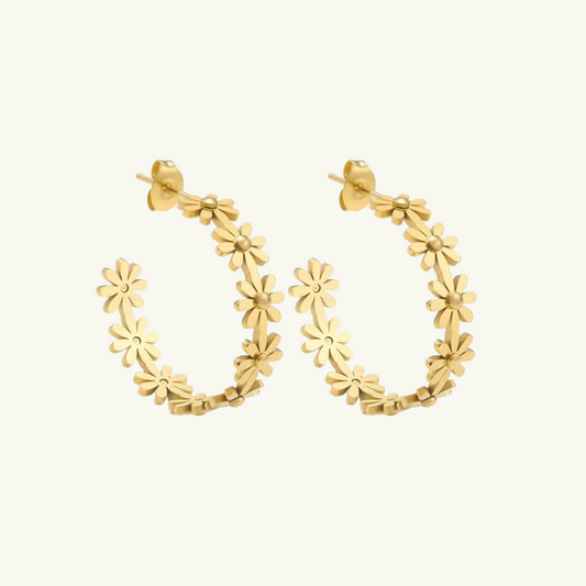 FLOWER STATEMENT HOOP EARRING