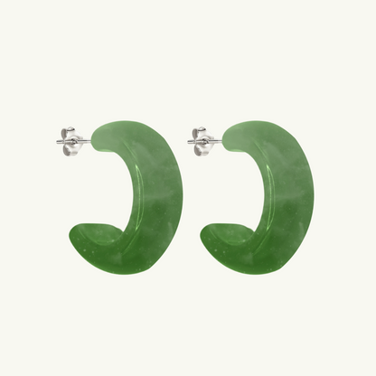 CHUNKY RESIN HOOP EARRING | GREEN