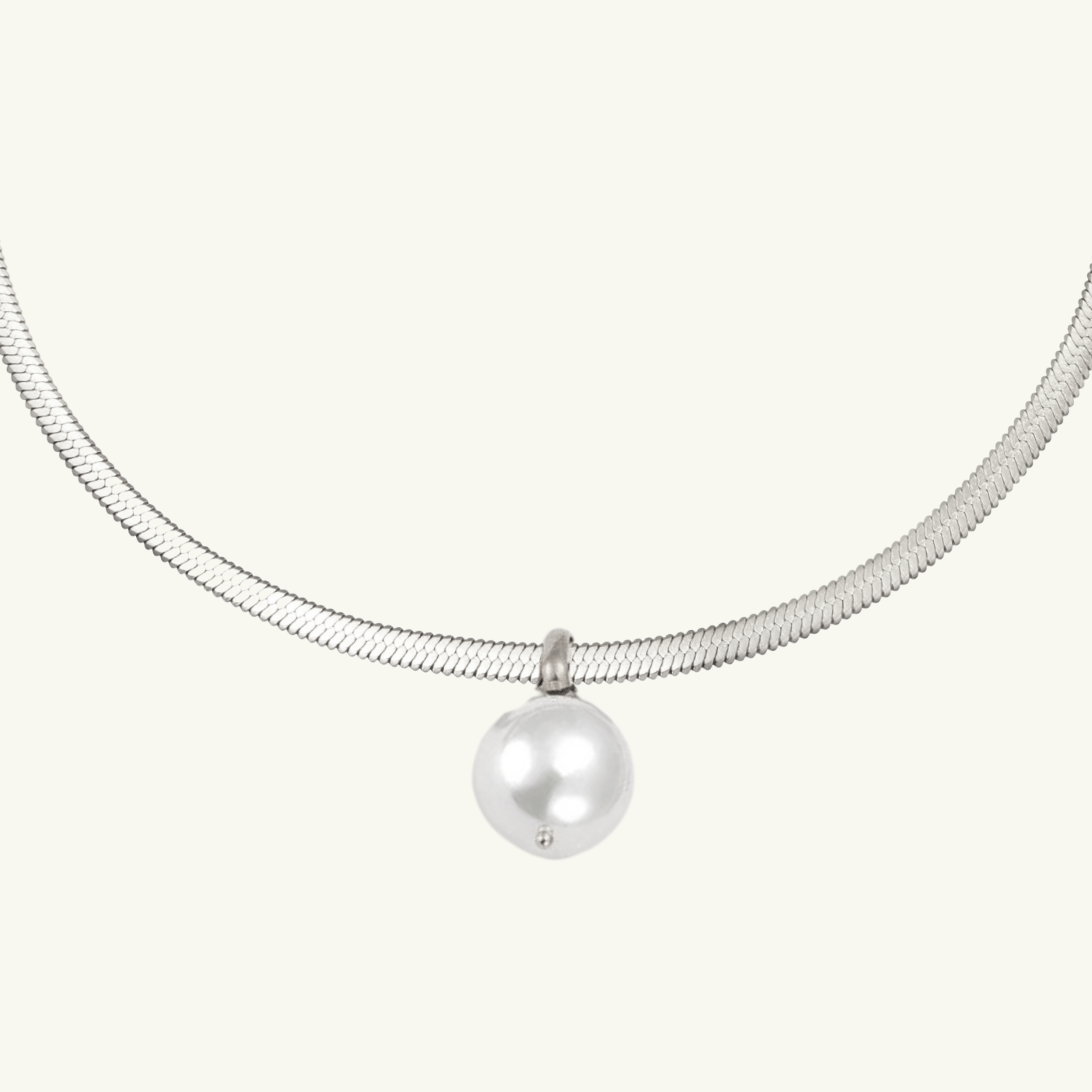 Pearl Flat Snake Necklace