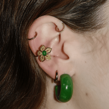 CHUNKY RESIN HOOP EARRING | GREEN