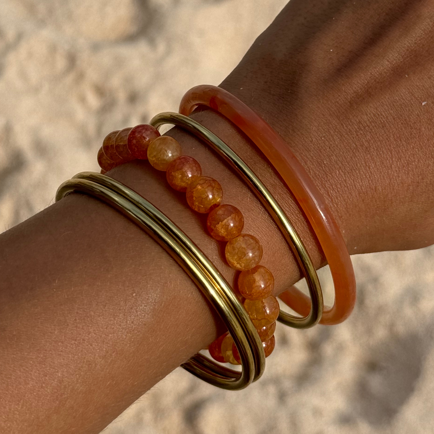 JADE GLASS BANGLE BRACELET | ORANGE