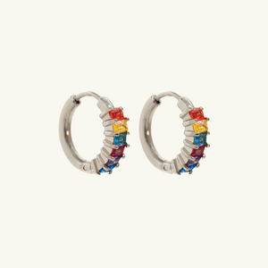 Colored Gems Hoop Earring