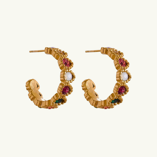 COLORED GEMS STATEMENT EARRING