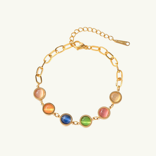 COLORED OPAL CHAIN BRACELET