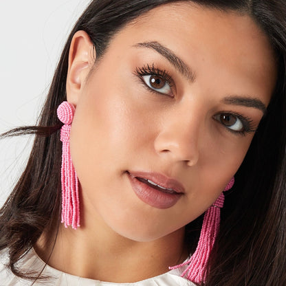 PINK TASSEL STATEMENT EARRING