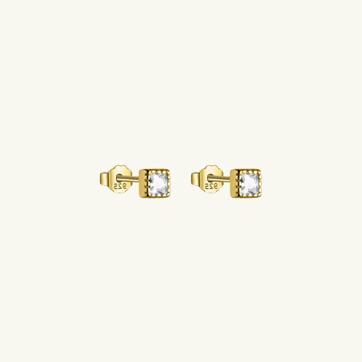 SQUARE GEM STUD EARRING