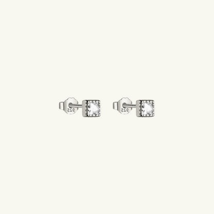 SQUARE GEM STUD EARRING