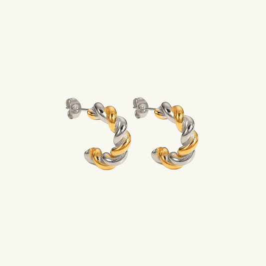 TWO-TONE TWISTED STATEMENT EARRING