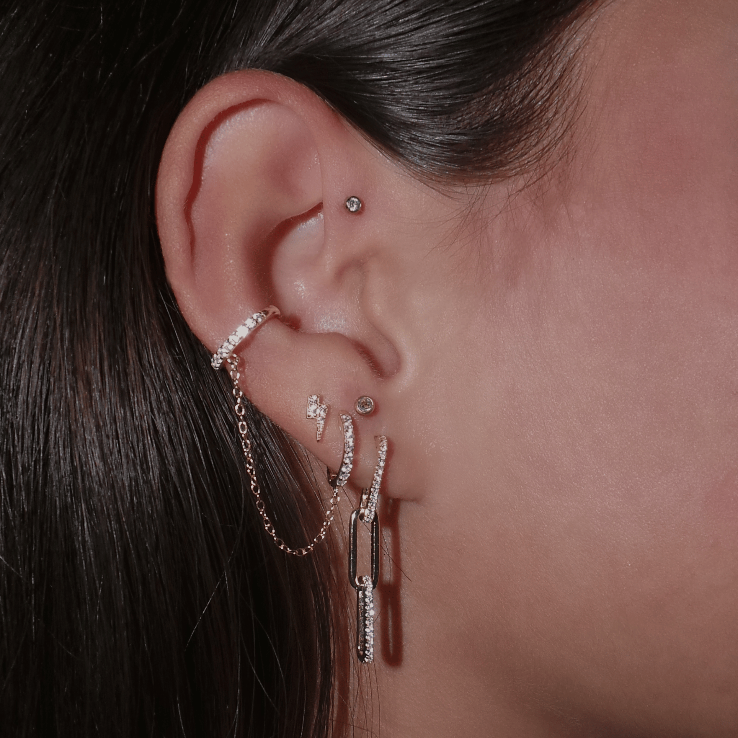 Shiny Linked Chain Earring