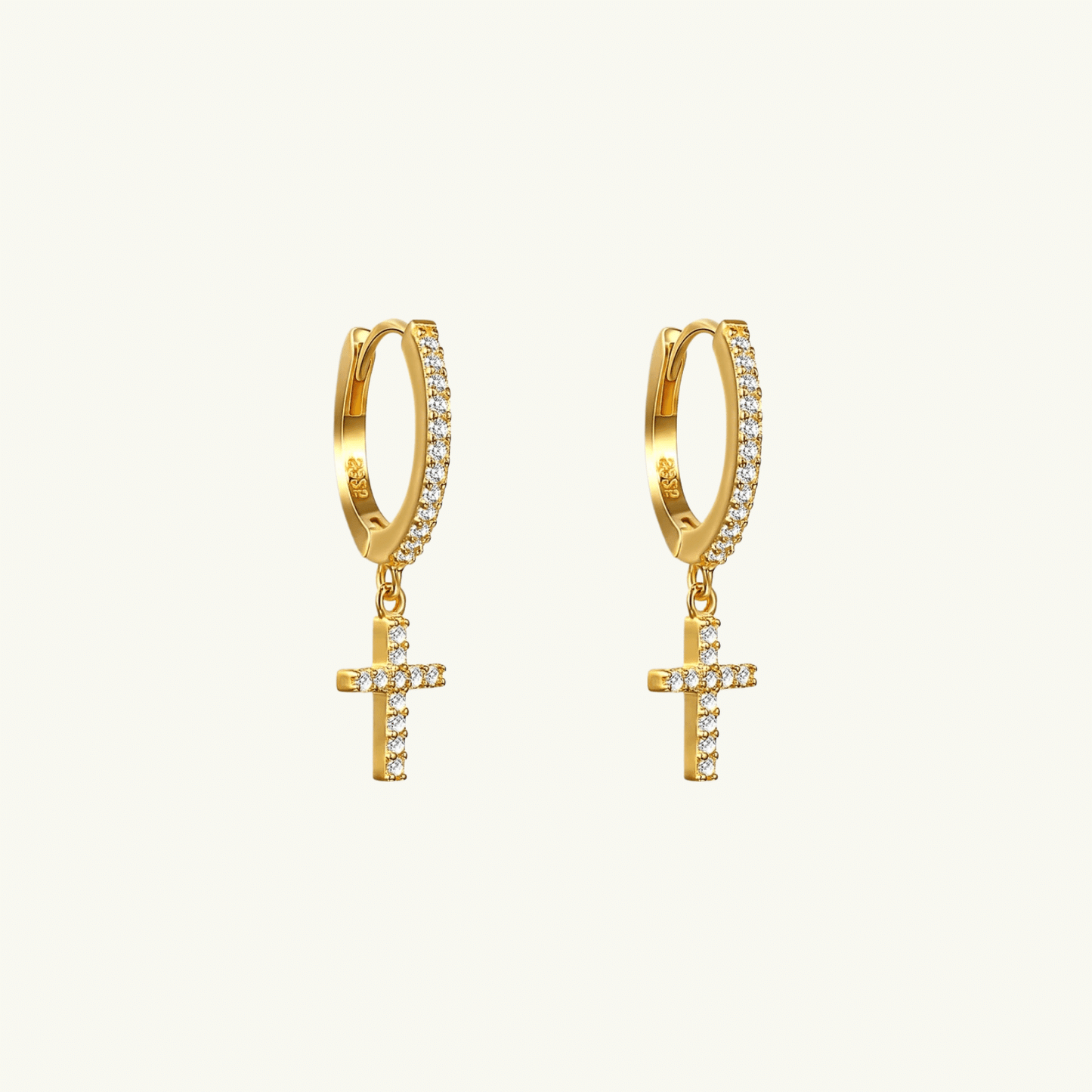 SHINY CROSS HOOP EARRING