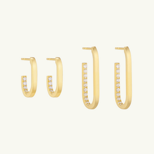 Reversed Shiny Rectangle Hoop Earring