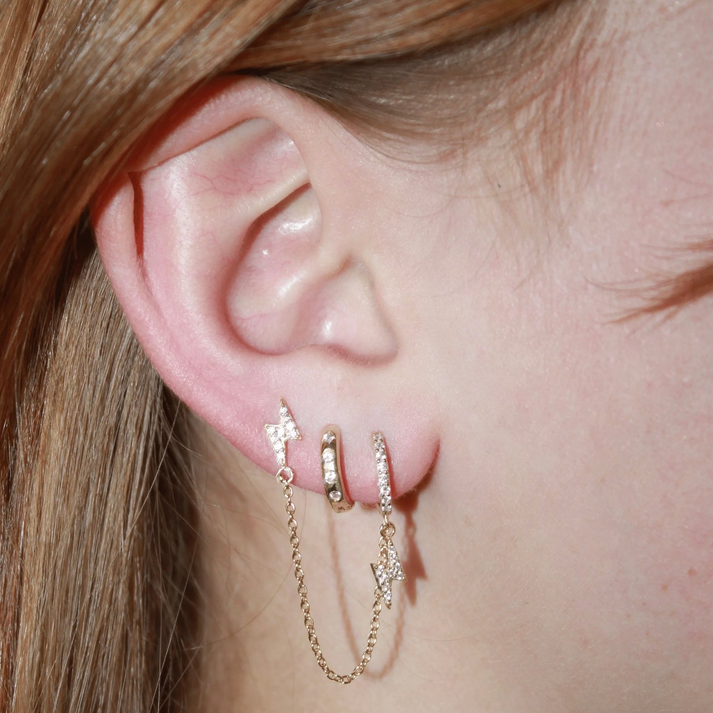 SHINY LIGHTNING HOOP & STUD ONE PIECE EARRING