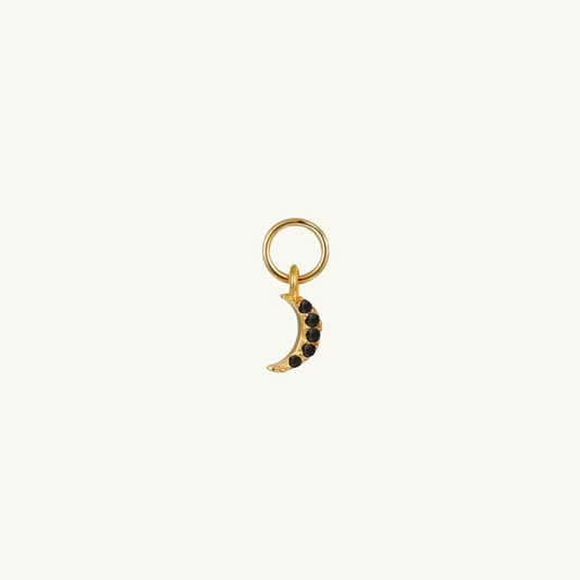 SHINY BLACK MOON EARRING CHARM