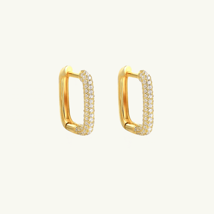 CHUNKY WHITE GEM RECTANGLE HOOP EARRING