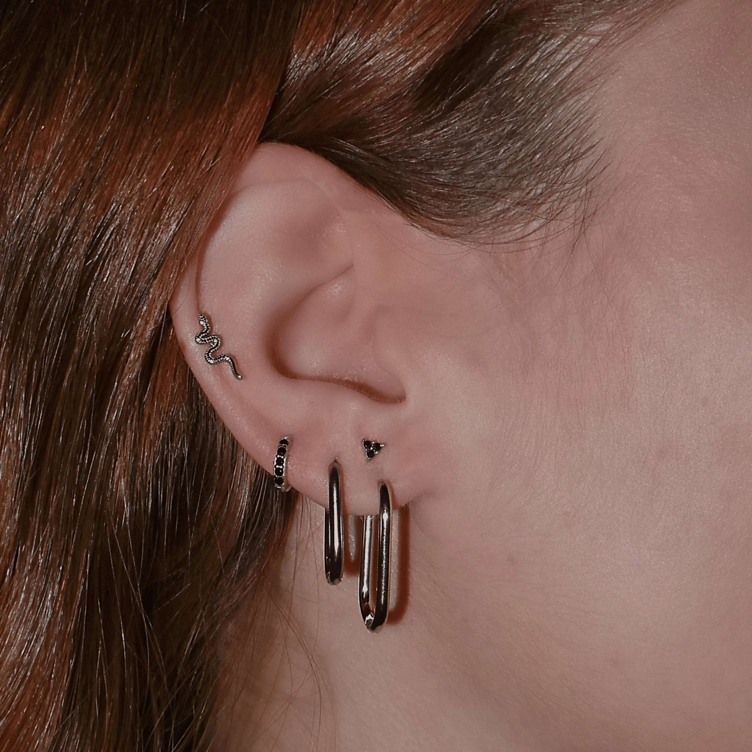 Tiny Black Triangle Gem Stud Earring