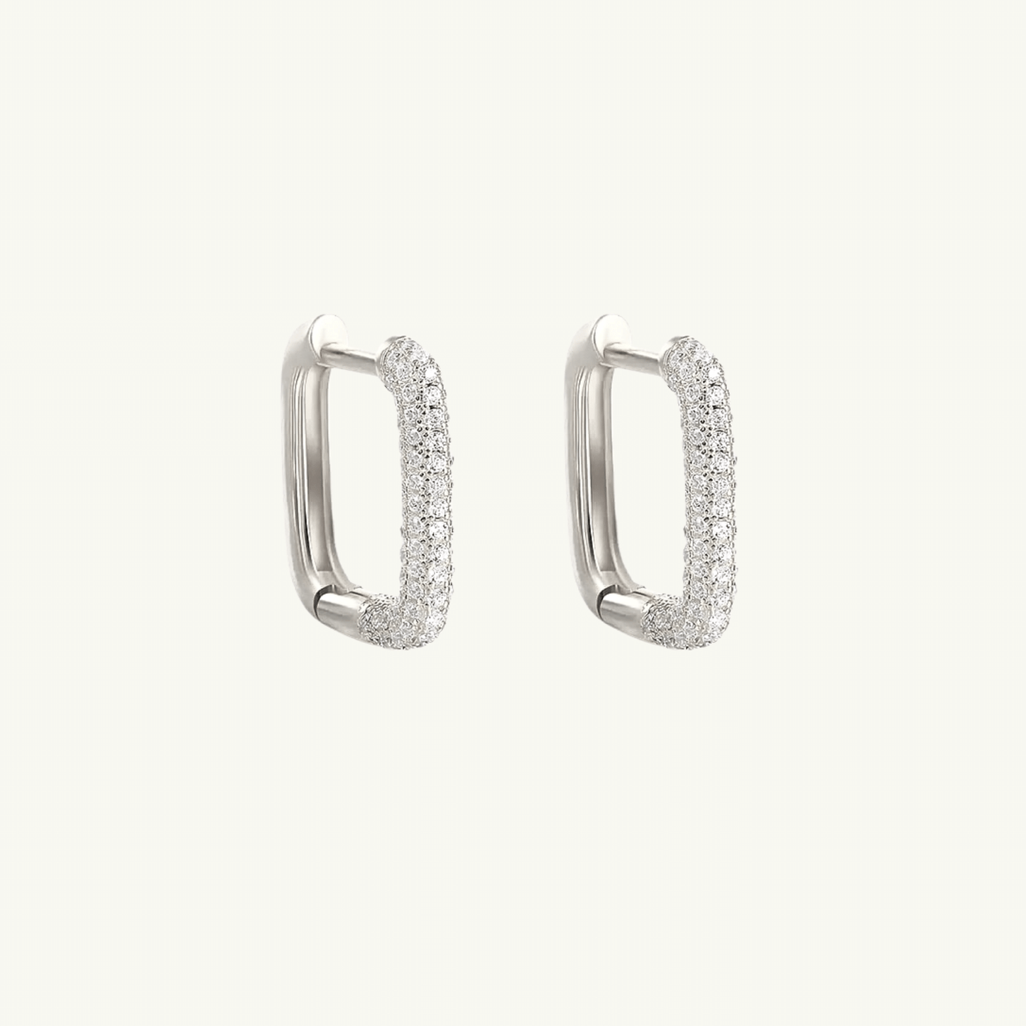 CHUNKY WHITE GEM RECTANGLE HOOP EARRING