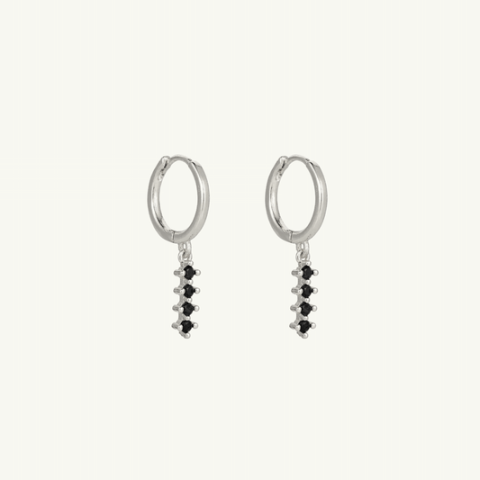 DANGLING BLACK GEM HOOP EARRING