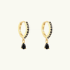 Black Gem Hoop Earring 