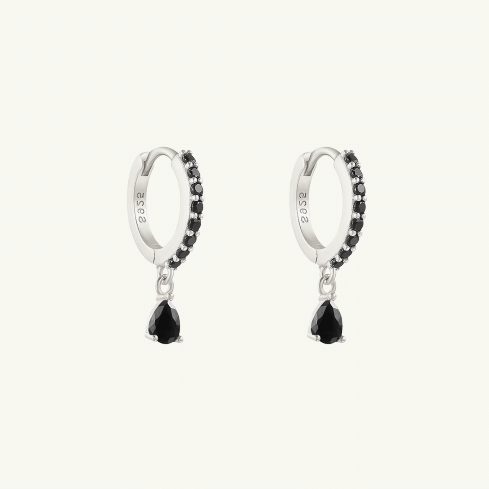 Black Gem Hoop Earring