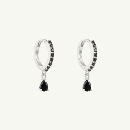 BLACK GEM HOOP EARRING