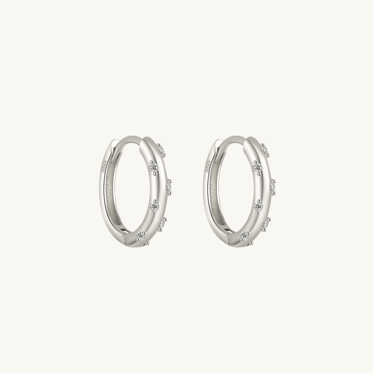 DOTTED WHITE GEM HOOP EARRING