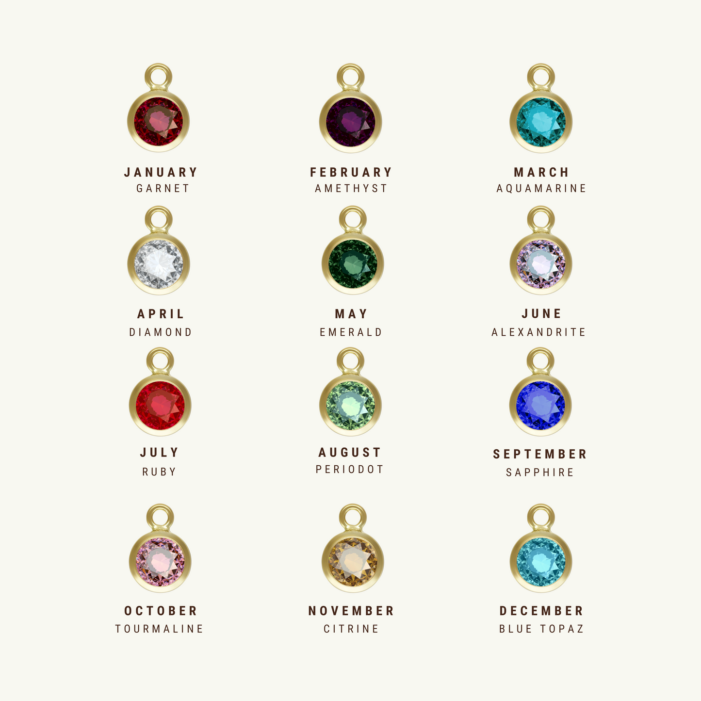 BIRTHSTONE NECKLACE CHARM